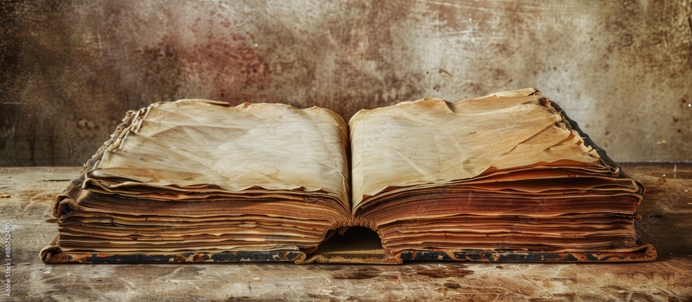 Aufkleber vintage style book with aged pages suitable for adding text or images with copy space image