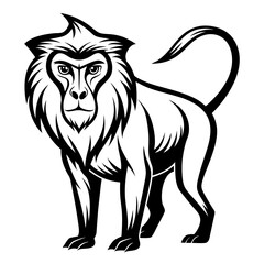 Stunning Baboon Line Art Vector Illustration Perfect for Your Creative Projects