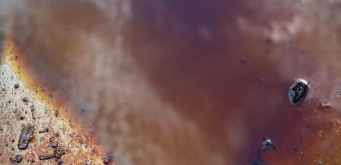 Dirty oil pollution concept. Wide format image.