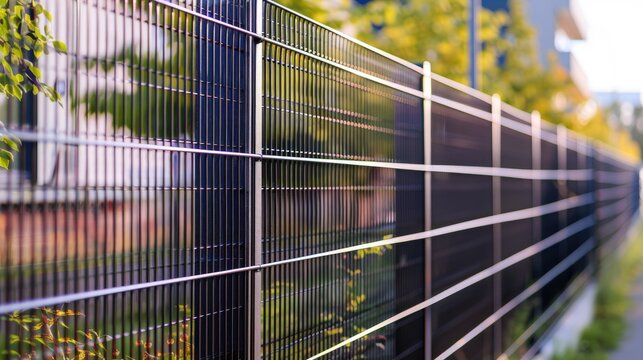 Panel fence made of welded wire mesh with banner space