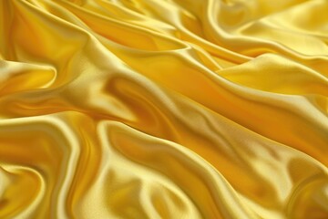 Fototapeta premium Yellow Fabric. Soft and Shiny Texture with Light Waves and Rich Satin Colors