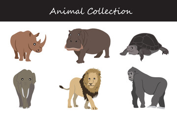 Animals collection. Flat style vector illustration.