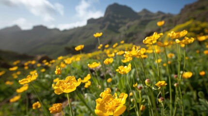 Fototapeta premium Flora of Gran Canaria Canary buttercup species