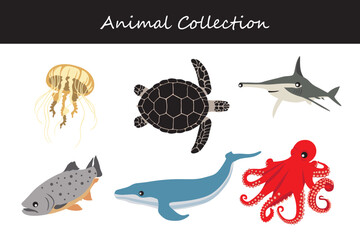 Animals collection. Flat style vector illustration.