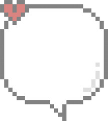 Fototapeta premium 8bit retro game pixel art heart speech bubble balloon pink color icon sticker memo keyword planner text box banner, flat png isolated transparent element design