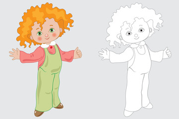 Illustration of a doll to paint with sweater and trousers