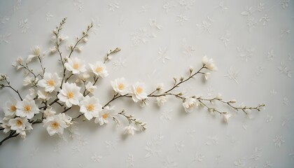 Serene porcelain white flower backdrop with copy space