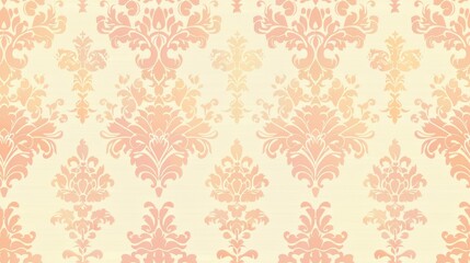 Fototapeta premium Elegant vintage damask pattern in soft pastel pink and yellow hues, perfect for background design elements or wallpaper and fabric design.