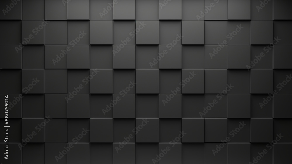 Poster seamless dark gray 3d tile pattern background for modern design - square geometric texture with dept