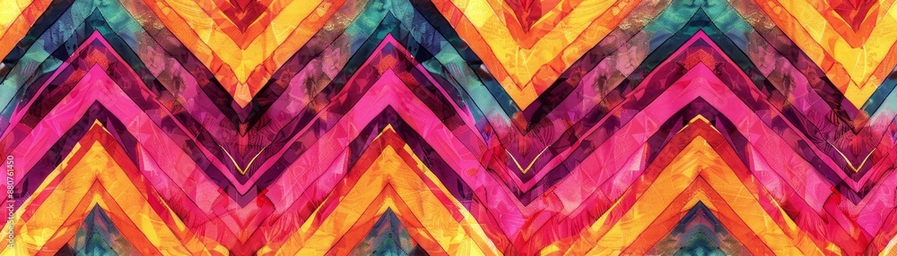 Poster vibrant abstract chevron pattern with bold colors and dynamic lines. perfect for backgrounds, textil