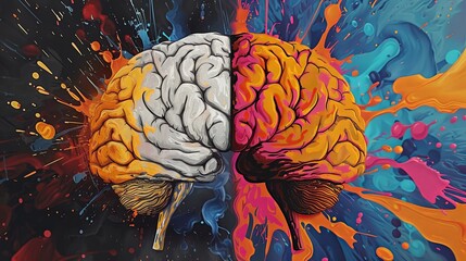 creative thinking colorful brain splashing colors