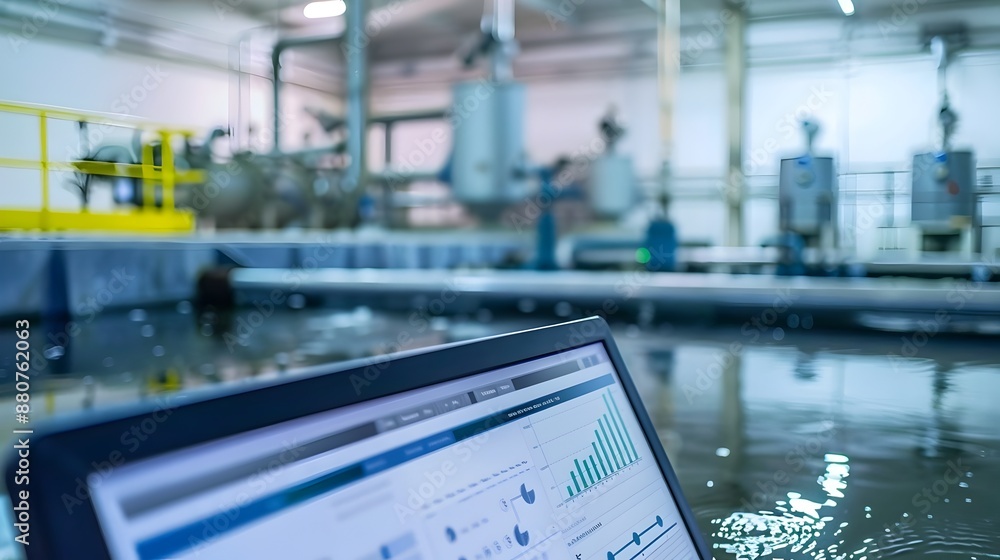 Poster data analytics dashboard monitoring industrial wastewater for efficient water management