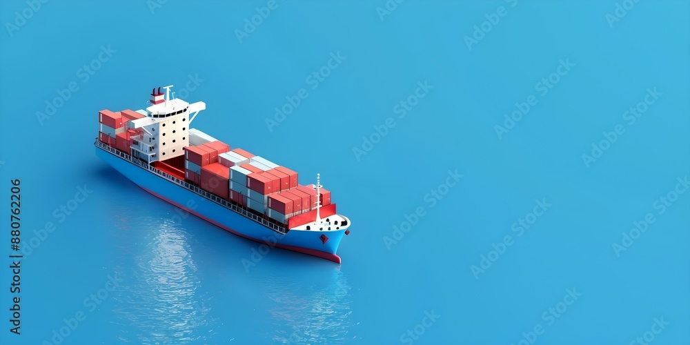 Poster create 3d isometric design for cargo logistics website with global shipping theme. concept 3d isomet