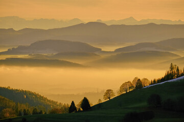 Sonnenuntergang &uuml;ber den Alpen