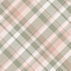 Calm textile check texture, geometry pattern fabric vector. Retail seamless background plaid tartan in light and pastel colors.