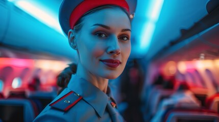 Obraz premium Capture a flight attendant in uniform