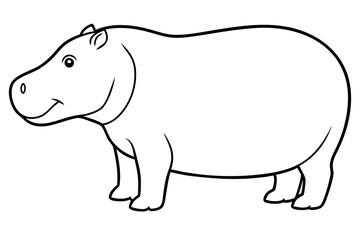 Hippopotamus Line Art Vector Illustration | Cartoon, Clipart & Line Art Design