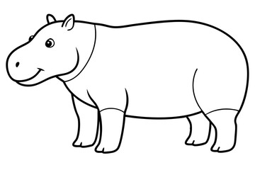 Hippopotamus Line Art Vector Illustration | Cartoon, Clipart & Line Art Design