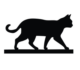 Silhouette design of a walking cat, vector illustration.