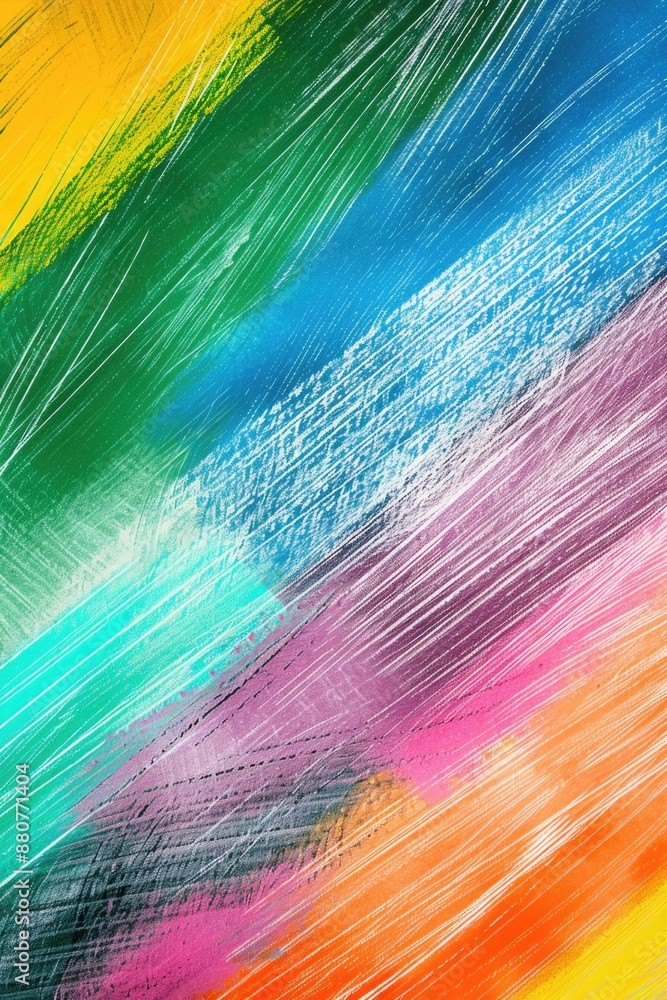 Poster A detailed view of a vibrant painting with multiple colors and shapes