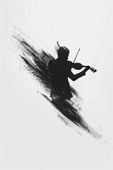 A black and white sketch of a violinist