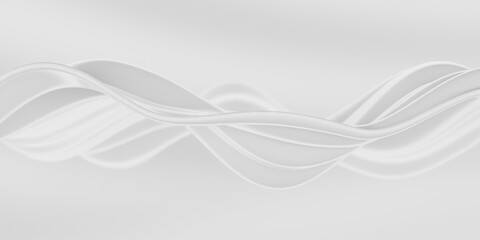 Flowing milk liquid. White smooth waves. Cream background