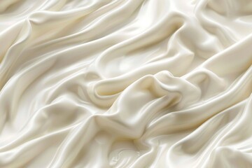 Obraz premium Yogurt, cream or silk seamless texture. Liquid white paint wavy flow pattern background. Dairy product, textile or cosmetic design template.