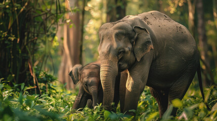 Fototapeta premium World Elephant Protection Day. elephants in the wild