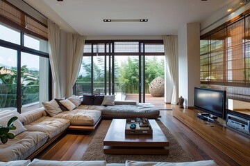 Modern zen style interior design of living room