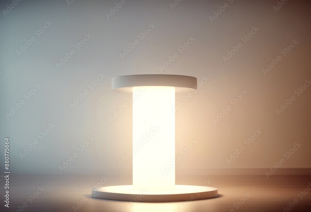 Poster illuminated pedestal space empty copy interior presentation three-dimensional rendering render illus