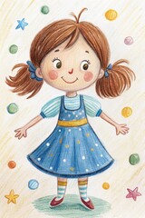 Delightful Girl Illustration for Children's Books and Creative Projects
