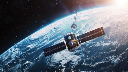 Futuristic Satellite Orbiting Earth's Horizon - Space Exploration Concept
