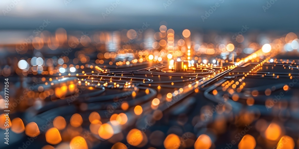 Poster aerial view of industrial area with cloud computing communication network and automation. concept in