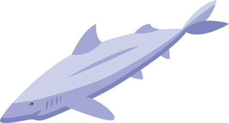 Large white shark swimming underwater in isometric view