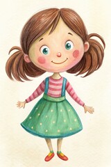 Delightful Girl Illustration for Children's Books and Creative Projects