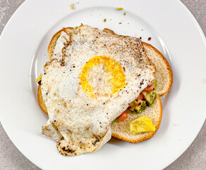 home made avocado bread with egg