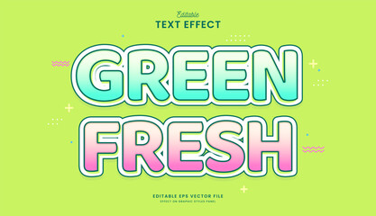 decorative editable cute green text effect vector design