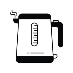 electric kettle glyph icon with white background vector stock illustration