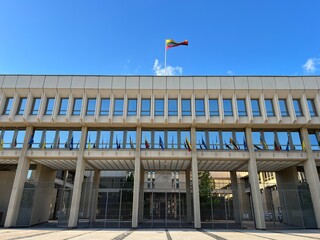 Seimas Palace, the seat of the Seimas, the Lithuanian parliament in Vilnius, Lithuania