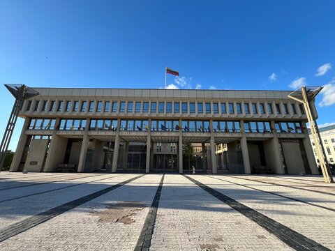 Seimas Palace, the seat of the Seimas, the Lithuanian parliament in Vilnius, Lithuania
