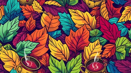 Vibrant Autumn Festival Vendor Scene with Cider and Falling Leaves