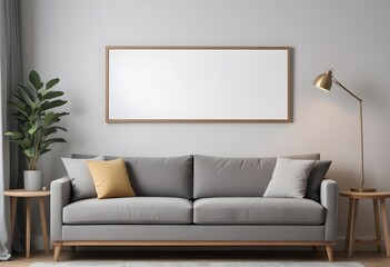 Frame mockup, ISO A paper size. Bedroom poster mockup. Modern interior design. Living room Interior mockup with house background. 3D render