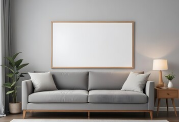 Frame mockup, ISO A paper size. Bedroom poster mockup. Modern interior design. Living room Interior mockup with house background. 3D render