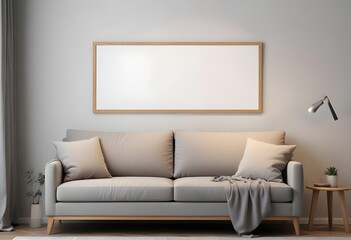 Frame mockup, ISO A paper size. Bedroom poster mockup. Modern interior design. Living room Interior mockup with house background. 3D render