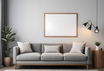 Frame mockup, ISO A paper size. Bedroom poster mockup. Modern interior design. Living room Interior mockup with house background. 3D render