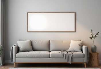 Frame mockup, ISO A paper size. Bedroom poster mockup. Modern interior design. Living room Interior mockup with house background. 3D render