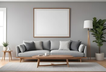 Frame mockup, ISO A paper size. Bedroom poster mockup. Modern interior design. Living room Interior mockup with house background. 3D render