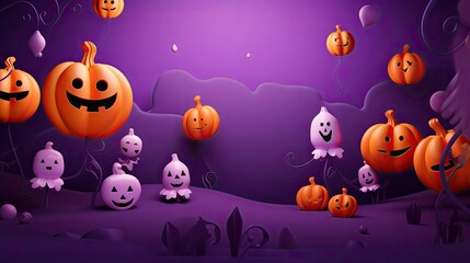 Festive 3D Halloween Pumpkin Scene.