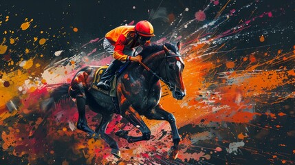 Fototapeta premium A Racehorse In Motion Abstract