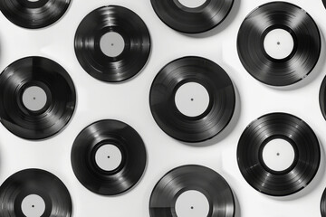 Black vinyl records, seamless pattern
